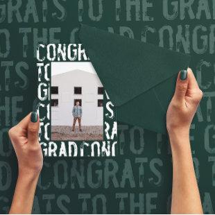 Modern green grungy photo graduation announcement
