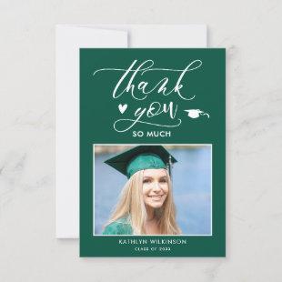 Modern Green Minimalist Graduation Thank You Card