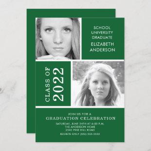 Modern Green Photo Graduation Invitation