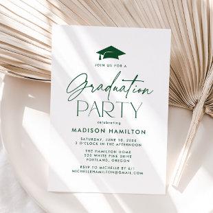 Modern Green Script Graduation Party Invitation