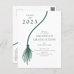 Modern Green Tassel Graduation Party Postcard