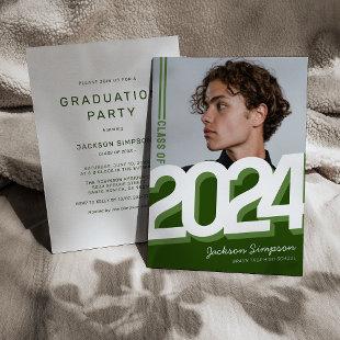 Modern Green Typography Photo Graduation Invitation