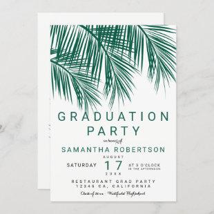 Modern greenery palm tree elegant graduation party invitation