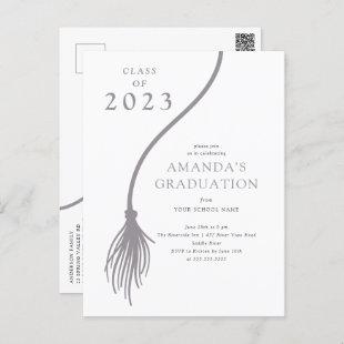 Modern Grey Tassel Graduation Party Postcard