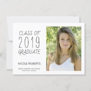 Modern Hand Lettered Graduation Photo Party Invite
