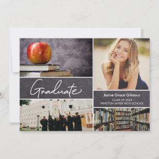 Modern Handlettering Custom Photos Graduate Script Thank You Card