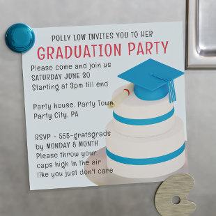 Modern High School Graduation Party Pale Blue Magnetic Invitation