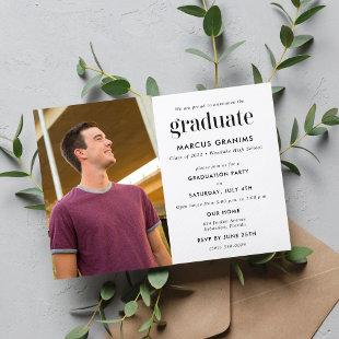 Modern High School Guy Graduation Photo Invitation