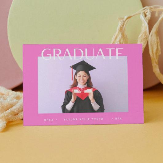 modern hot pink college senior photo graduate announcement