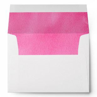 Modern Hot Pink Watercolor Trendy Chic Graduation  Envelope
