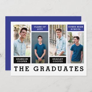 Modern Lines Siblings Graduation Announcement