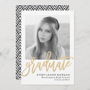 Modern Luxe Gold Lettering Graduation Party Invitation