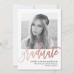 Modern Luxe Graduation Announcement in Rose Gold
