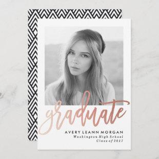 Modern Luxe Rose Gold Lettering Graduation Party Invitation