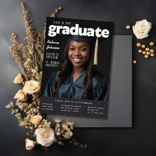 Modern Magazine Cover Photo Graduation Invitation