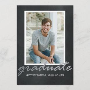 Modern Male Photo Frame Graduation Party Invite
