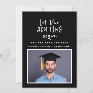 Modern marker pen adulting photo graduation announcement