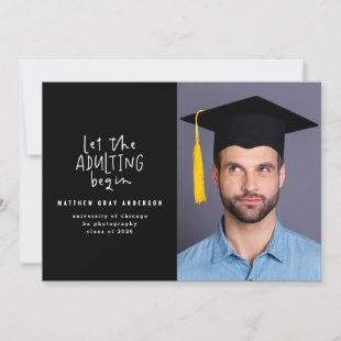Modern marker pen adulting photo graduation announcement
