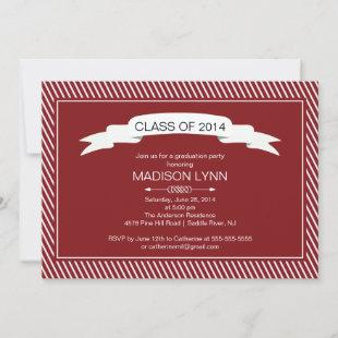 Modern Maroon White Graduation Party Invitation