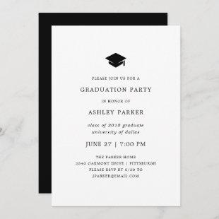 Modern Minimal | Black and White Graduation Party Invitation