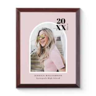 Modern Minimal Pink Arch Photo Graduation Keepsake Award Plaque