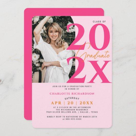 Modern Minimal Pink Graduation Photo Invitation