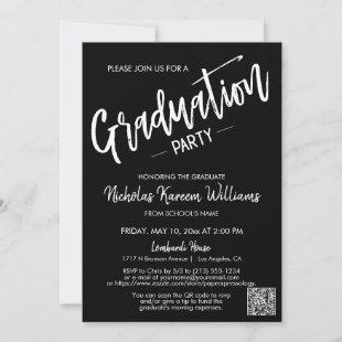 Modern Minimal QR Code Photo Graduation Party Invitation