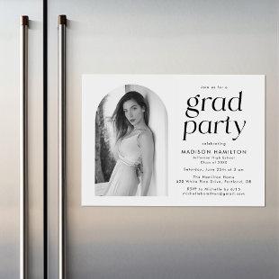 Modern Minimalist Arch Photo Graduation Party Magnetic Invitation