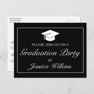Modern Minimalist Black Graduation RSVP Invitation Postcard
