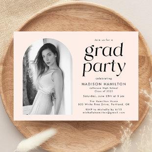 Modern Minimalist Blush Photo Graduation Party Invitation