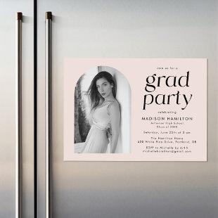 Modern Minimalist Blush Photo Graduation Party Magnetic Invitation