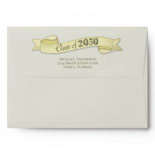 Modern Minimalist Gold Graduation Banner Simple Envelope