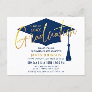 Modern Minimalist Graduation Party Announcement Postcard