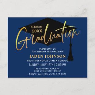 Modern Minimalist Graduation Party Invitation Postcard