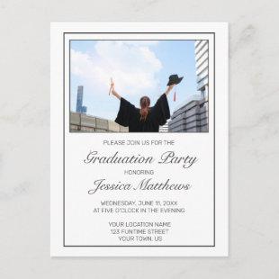 Modern Minimalist Graduation Photo Invitation Postcard