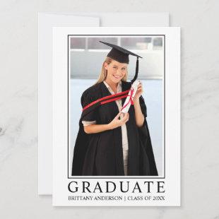 Modern Minimalist Photo Frame Graduation Announcement