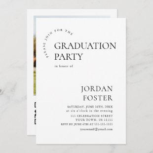 Modern Minimalist PHOTO Graduation Party QR code Invitation