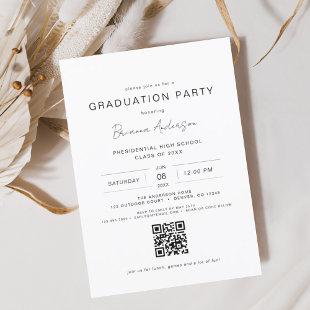 Modern Minimalist QR Code Graduation Party Invitation