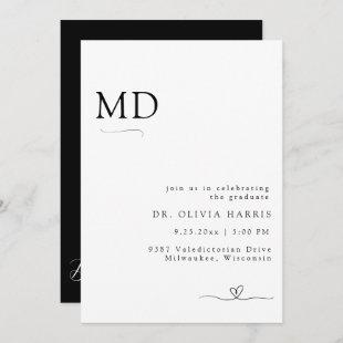 Modern Minimalist Typography MD Graduation Invitation