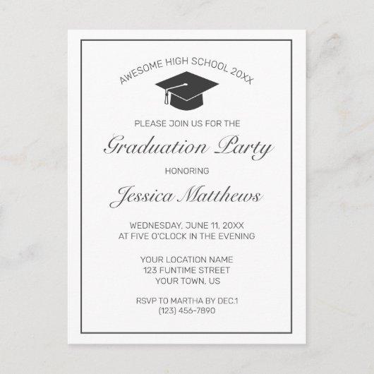 Modern Minimalist White Graduation Invitation Postcard