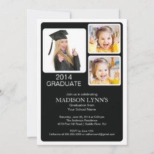 Modern Multi Photo Graduation Party Invitation