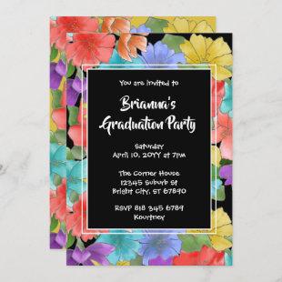 Modern Multicolor Floral Graduation Party Invitation
