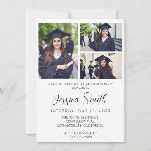 Modern Multiple Photo Graduation Invitation