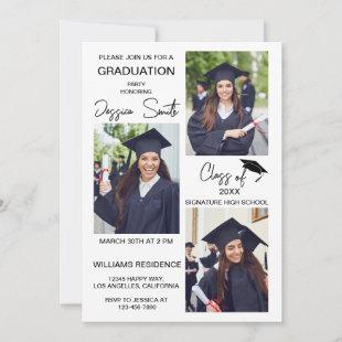 Modern Multiple Photo Graduation Invitation