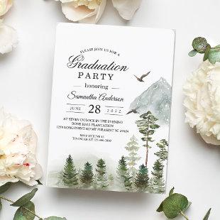 Modern Nature Green Forest | Watercolor Trees Invitation