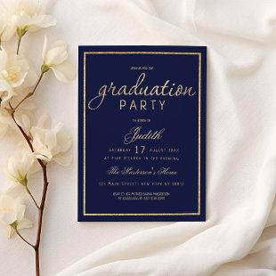 Modern navy blue gold elegant Graduation Party Invitation