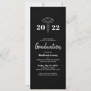 Modern Nurse Graduation 2022 Black White Invite