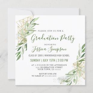 Modern Olive Branch Greenery Graduation Party Invitation