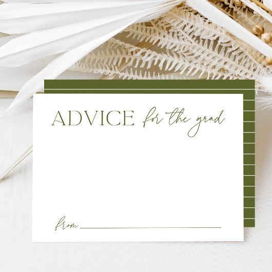 Modern Olive Green Advice for the Graduate Enclosure Card