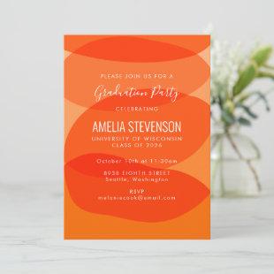 Modern Orange Abstract Shapes Graduation Party Invitation